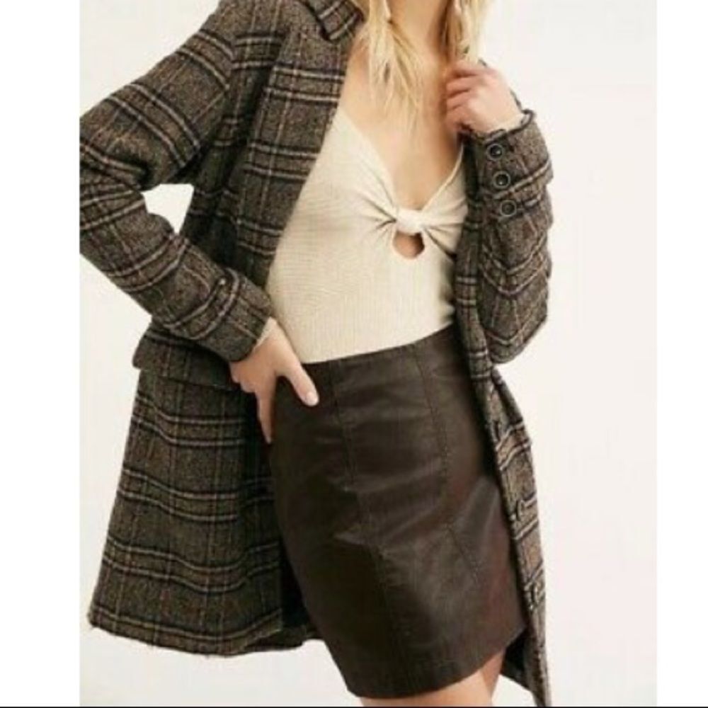 Free People Dark Brown Mini Skirt